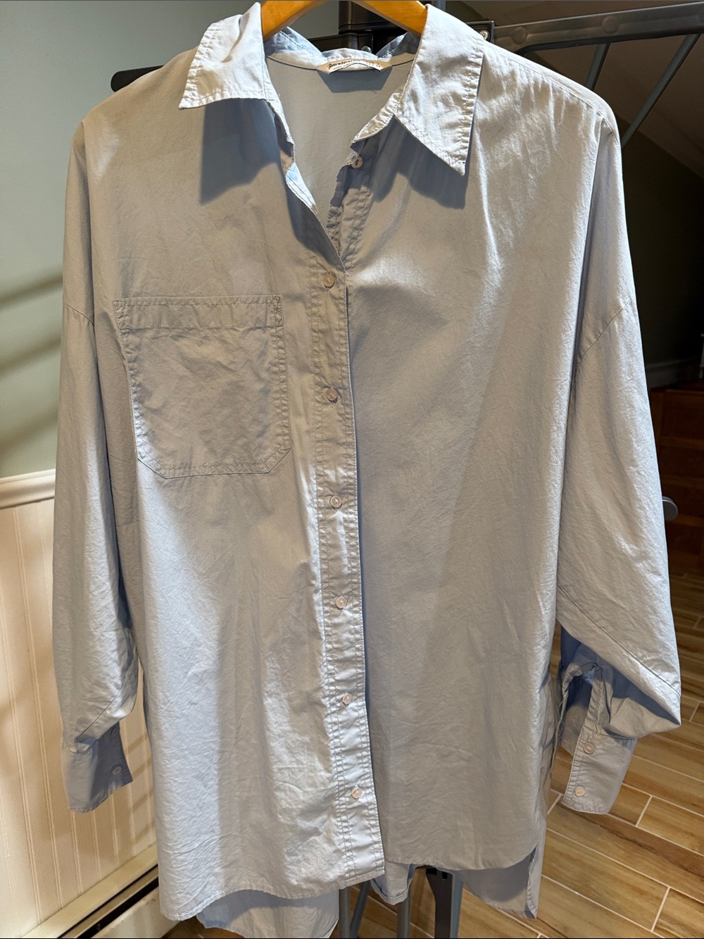 stradivarius Light Blue Oversized Button-Up Blouse